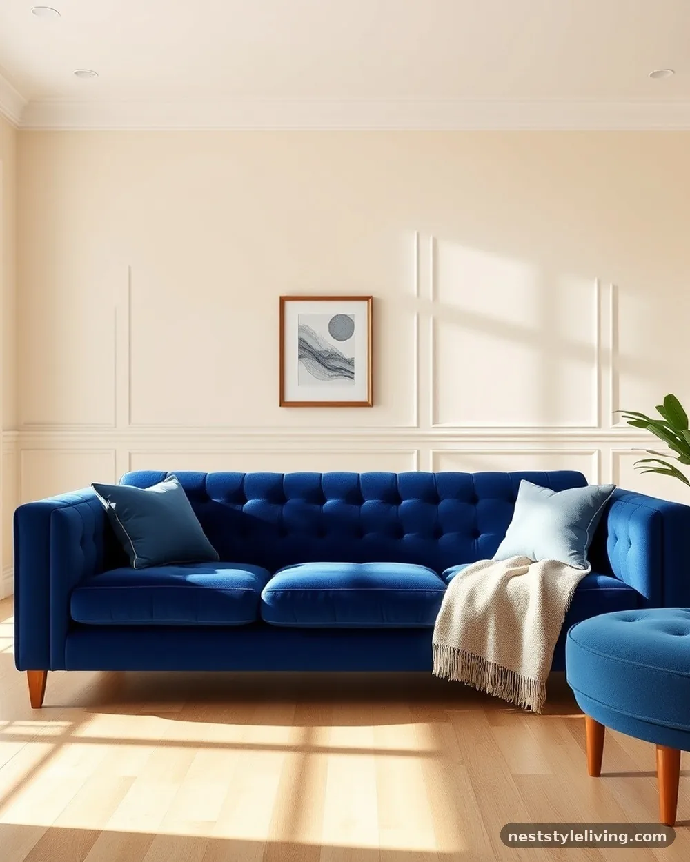 Electric Blue Velvet Sofa - 19 Blue Living Room Ideas That Make a Bold Statement