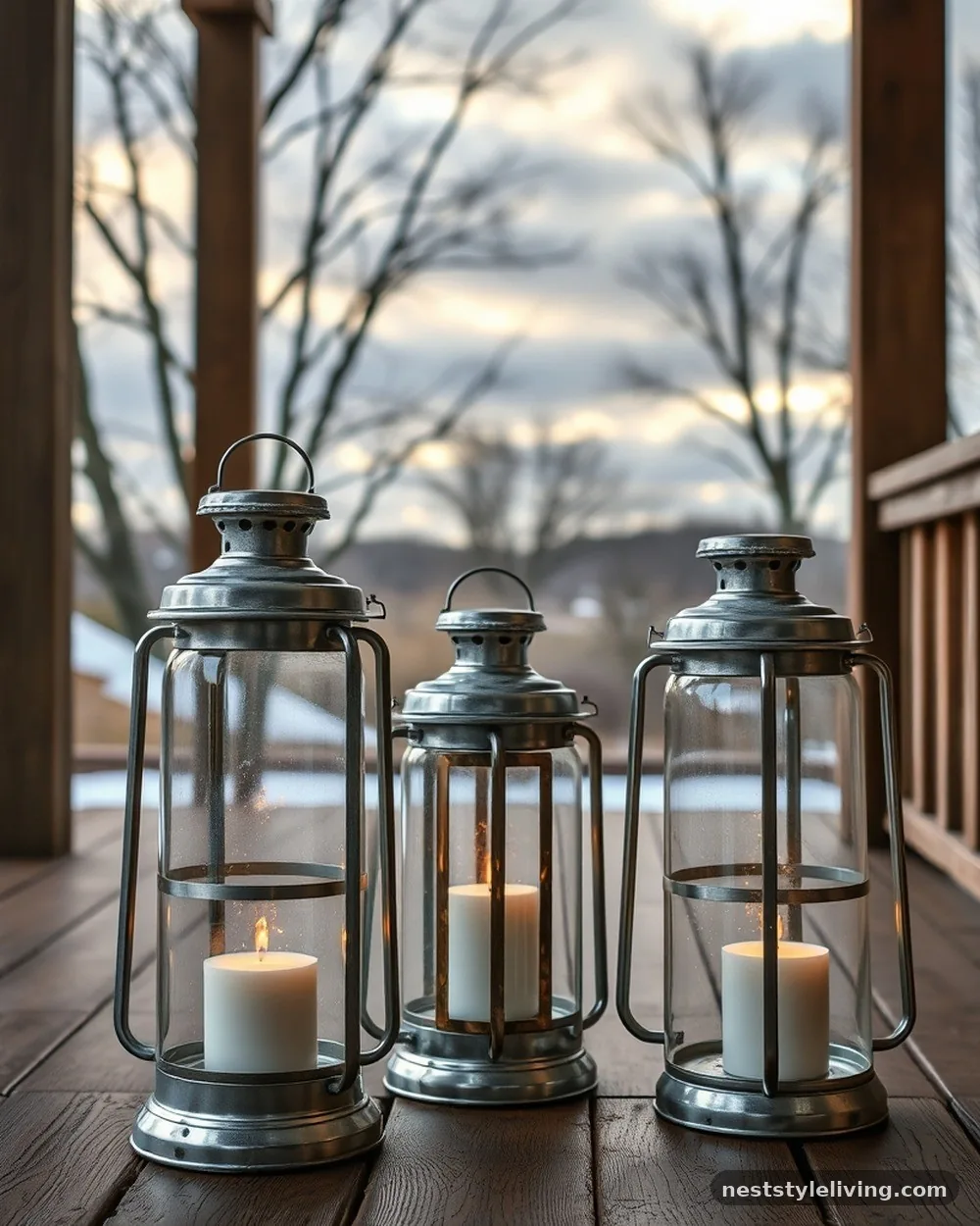 Galvanized Steel Lanterns - 17 Winter Porch Ideas for a Cozy Seasonal Welcome