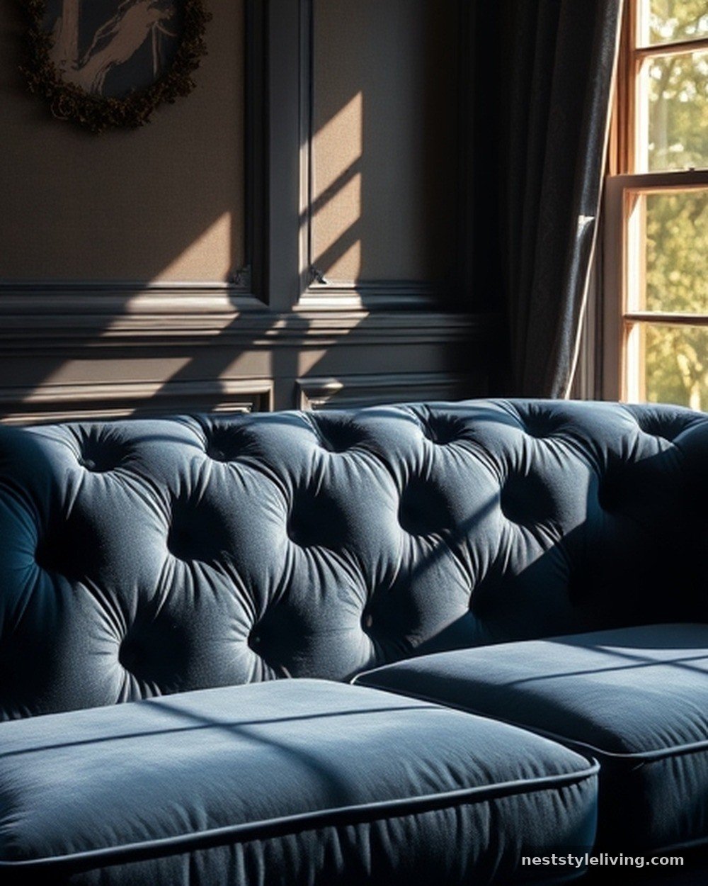 2. Navy Blue Velvet Upholstery