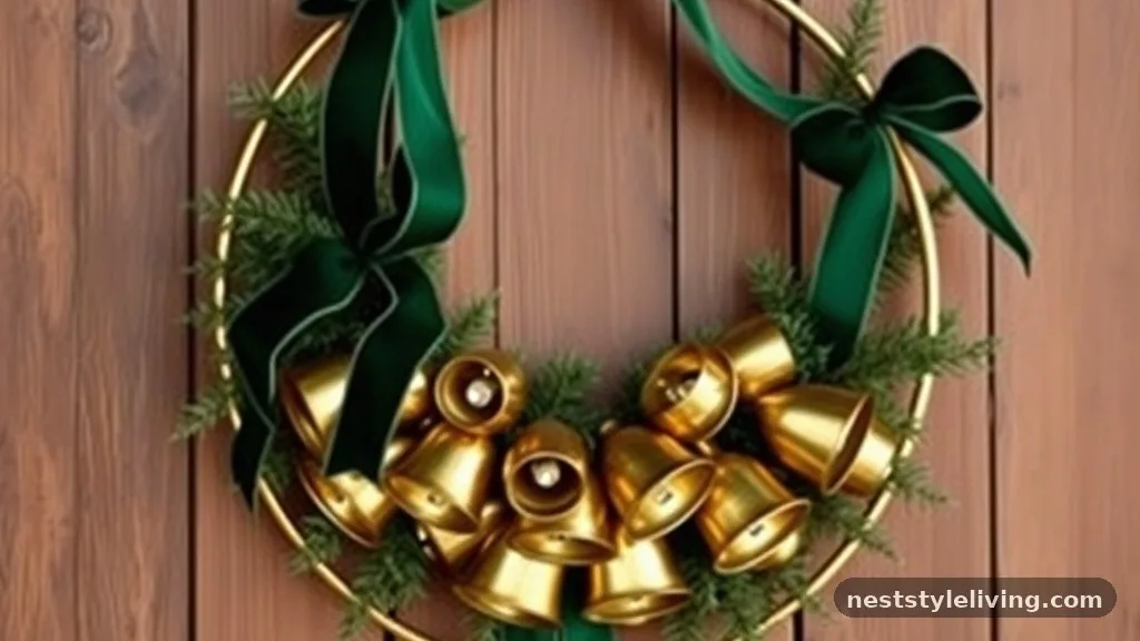 Oversized Golden Bell Cluster - 16 Christmas Wreaths to Make Your Door Stand Out