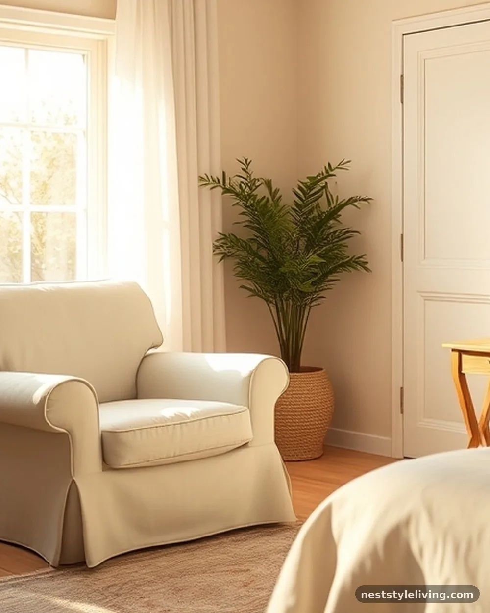 Oversized Slipcovered Armchair - 16 Nancy Meyers Inspired Bedroom Ideas to Copy