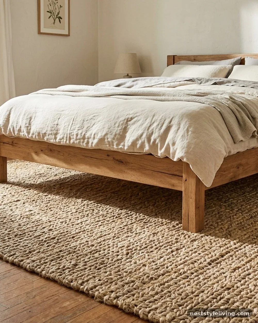Raw Jute Area Rugs - 18 Earthy Boho Bedroom Ideas for a Calm Cozy Retreat