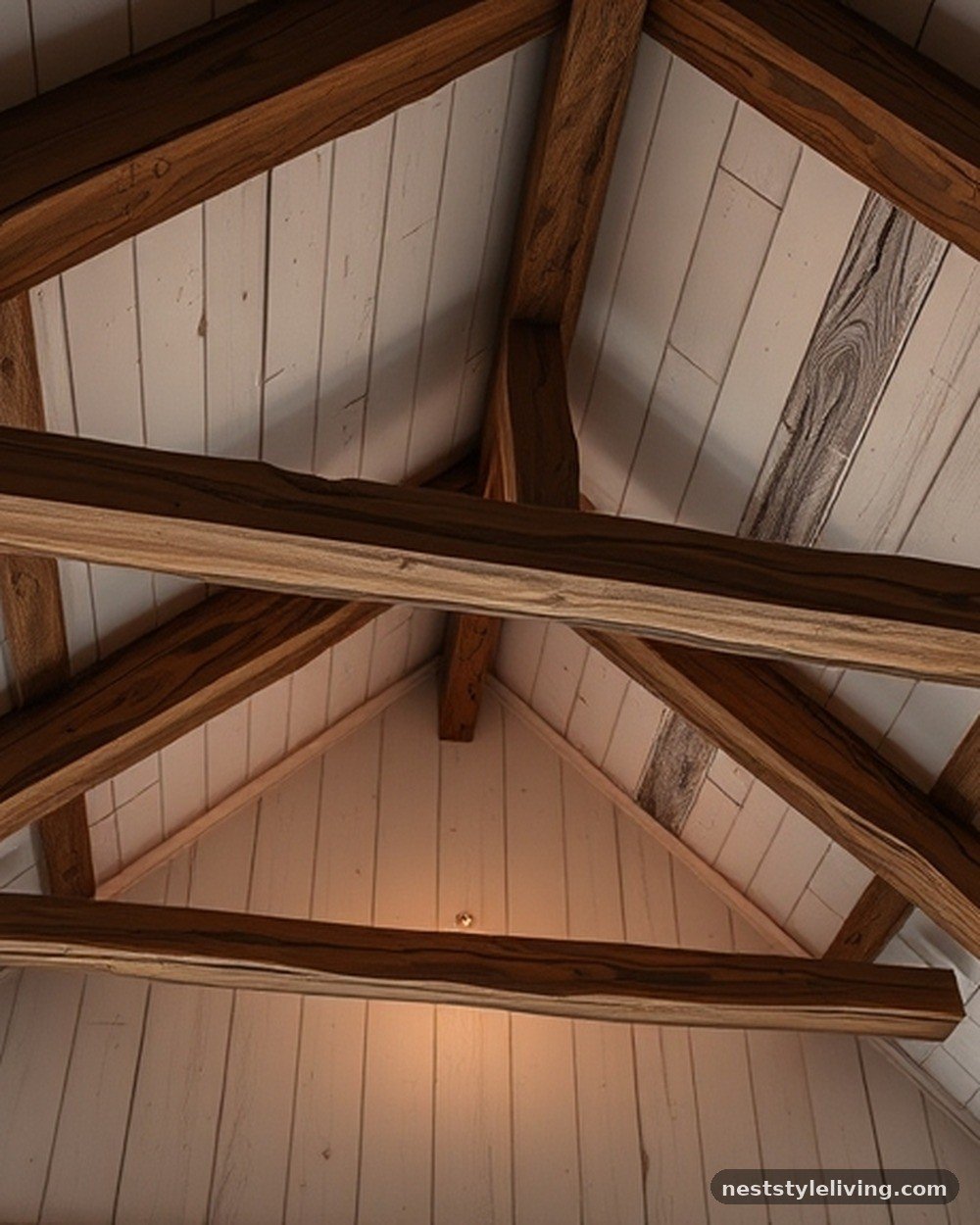 2. Reclaimed Timber Beams with Hidden LED Strips