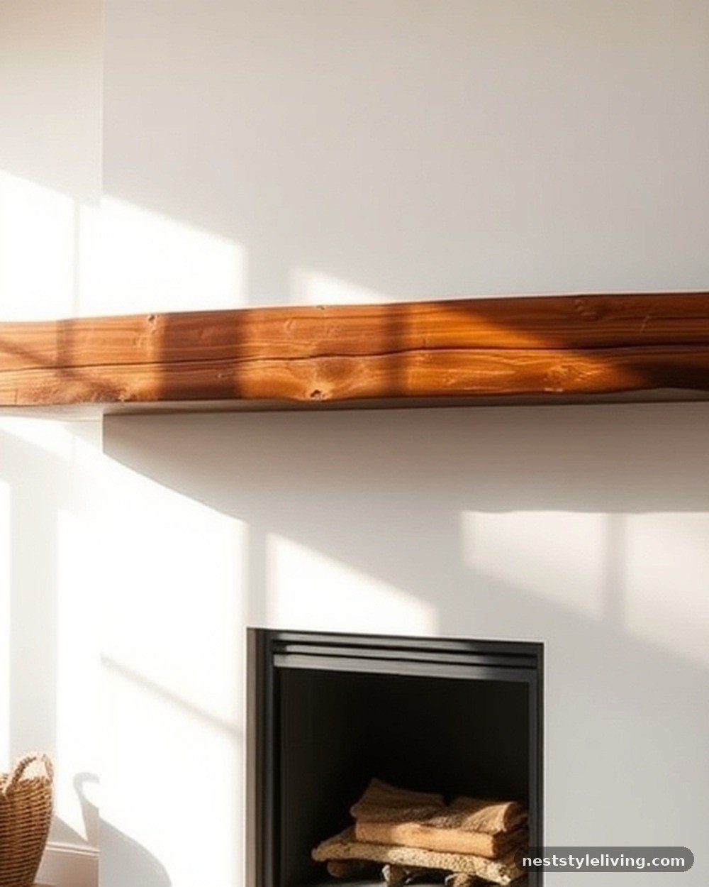 2. Reclaimed Timber Floating Mantel