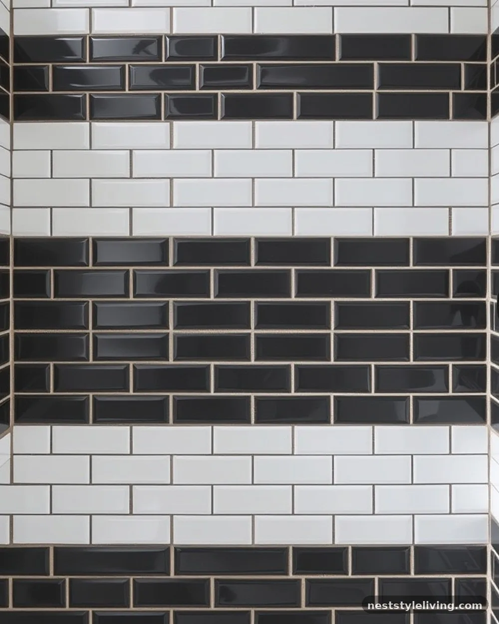 Subway Tile with Contrasting Grout - 14 Black and White Bathroom Ideas That Look Timeless