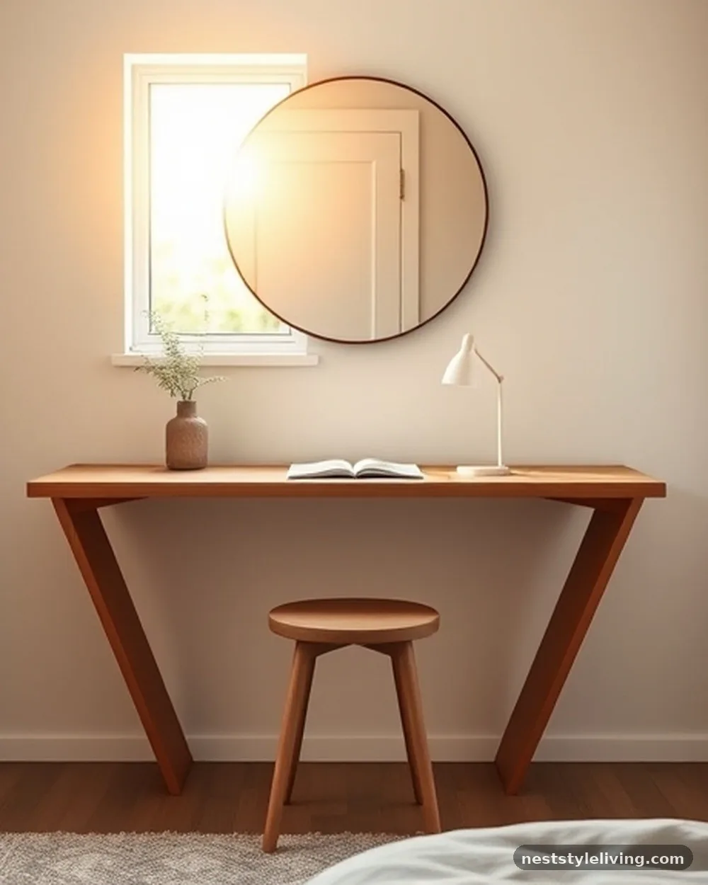 The Corner Wedge Desk - 18 Small Bedroom Vanity Ideas That Maximize Space