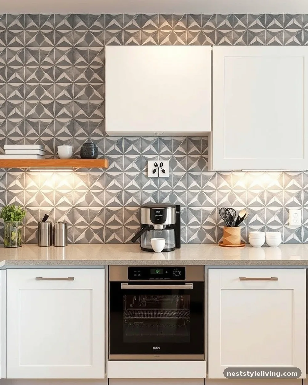 Accent Wallpaper Backsplash - 21 Coffee Bar at Home Ideas for a Stylish Cozy Space