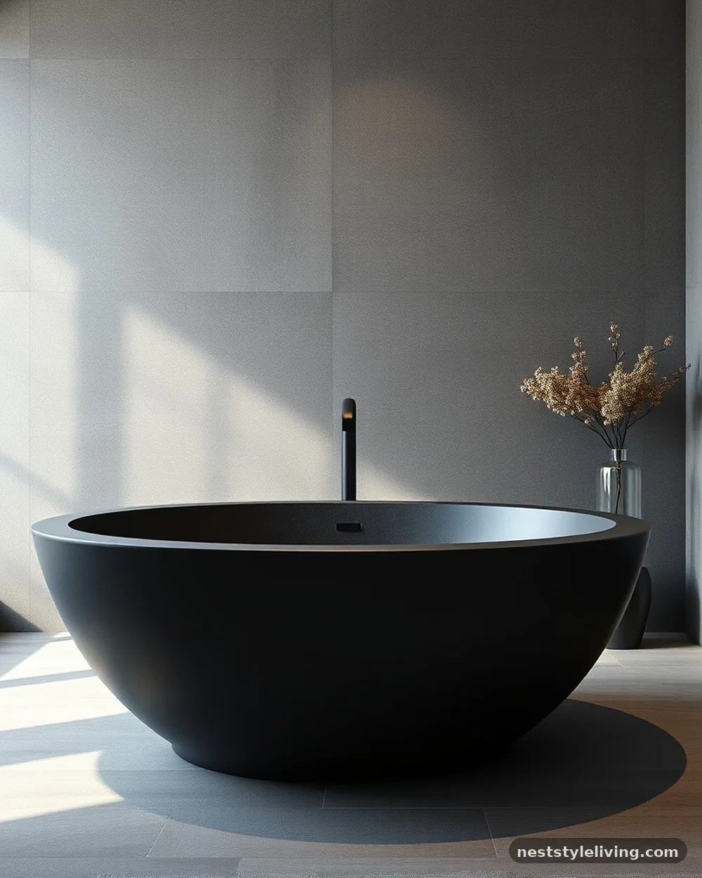 Dark Stone Pedestal Tub - 21 Dark Moody Bathroom Ideas for a Dramatic Look