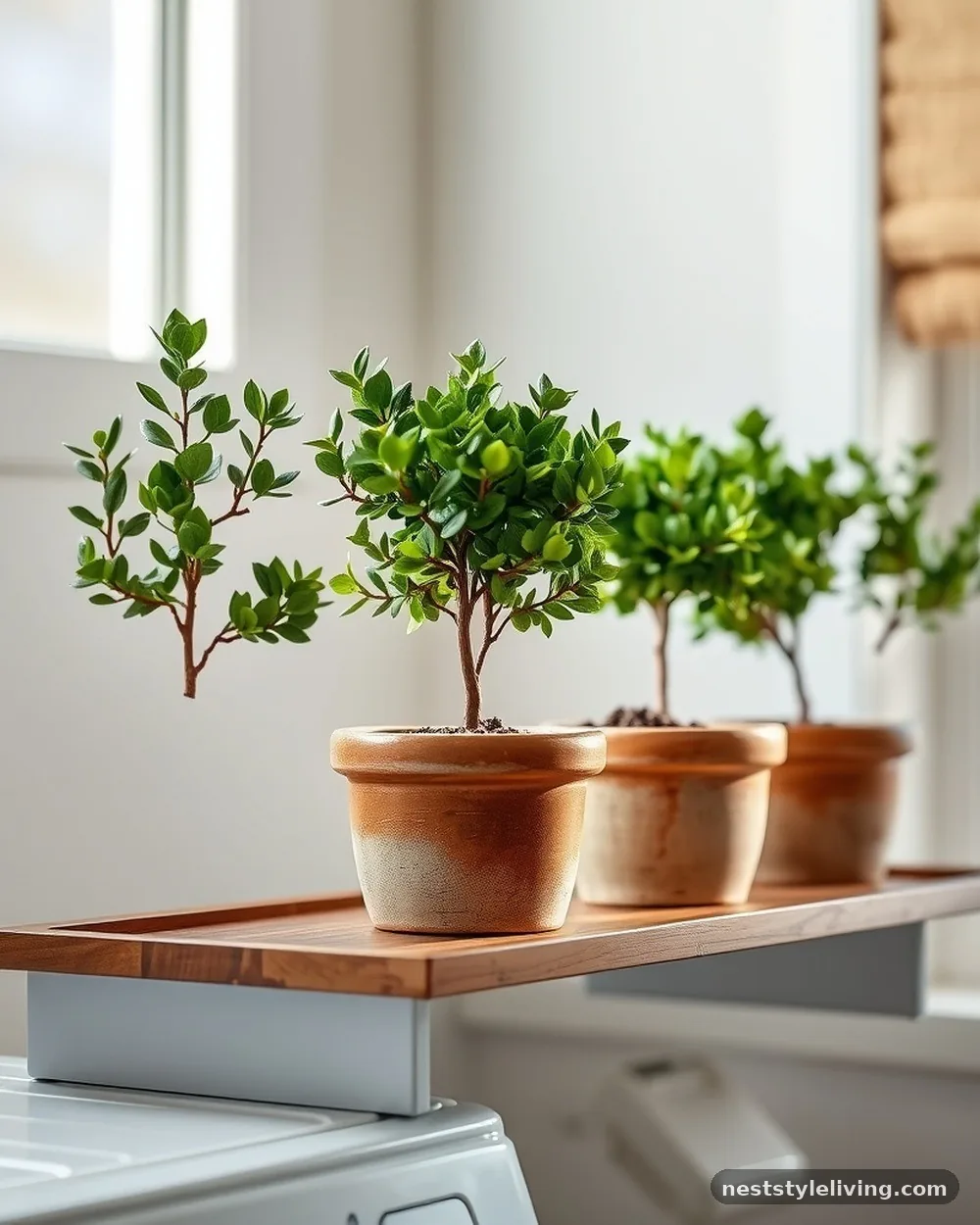 Faux Greenery in Ceramic Pots - 23 Farmhouse Laundry Room Ideas for a Cozy Space