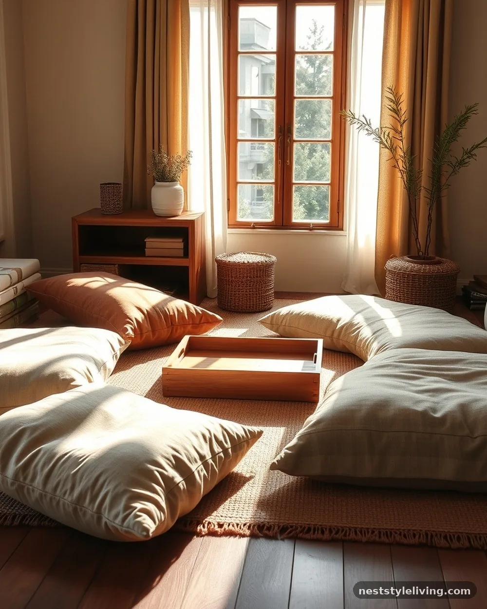 Floor Cushions - 22 Boho Living Room Ideas That Look Designer Approved