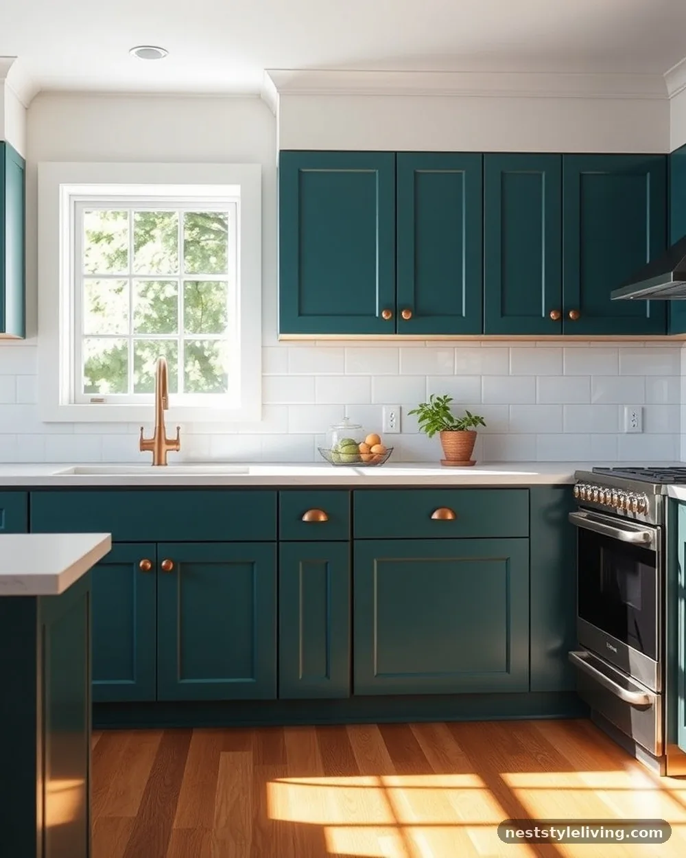 Teal and Copper Accents - 22 Two Tone Kitchen Cabinet Ideas to Try at Home
