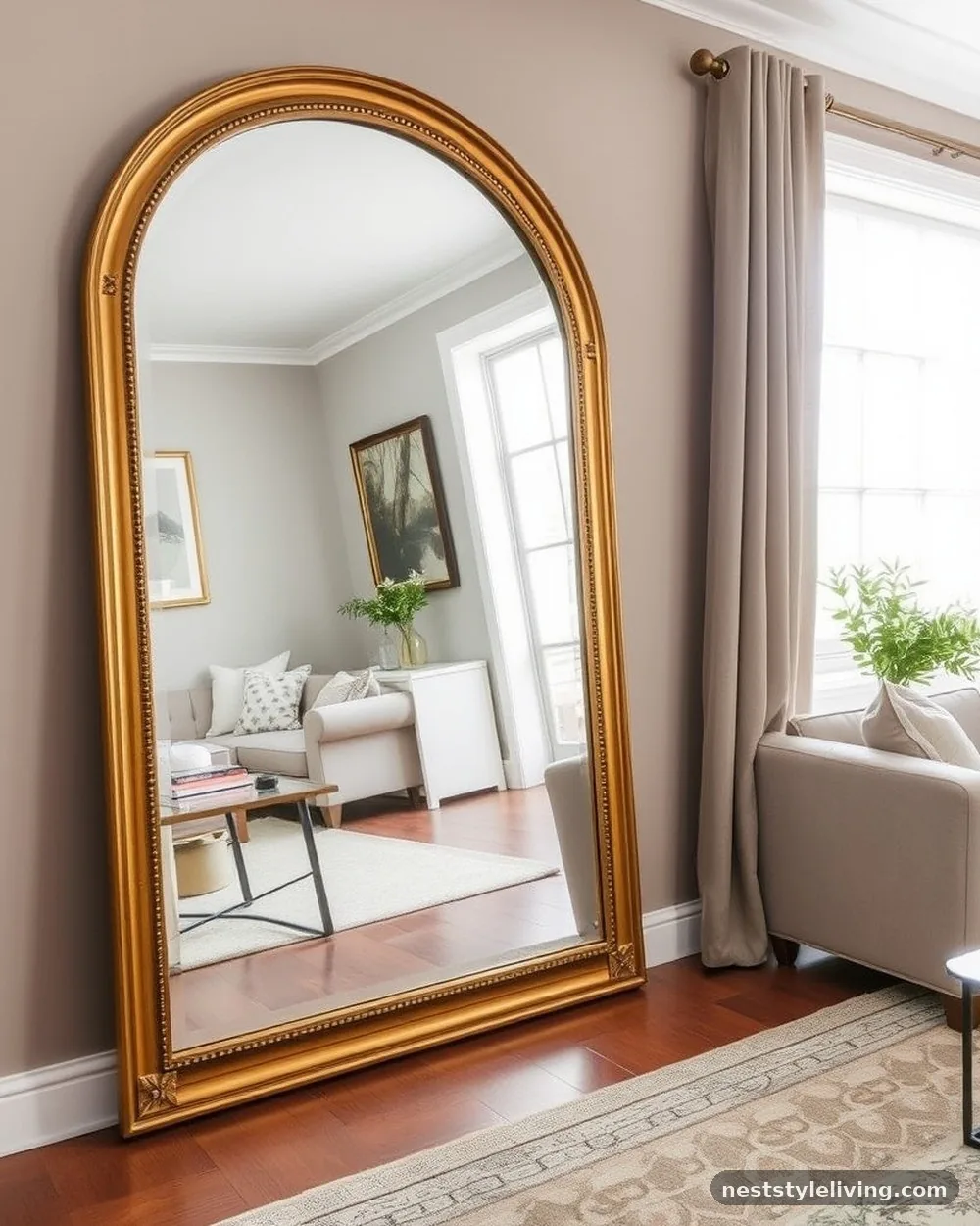 Statement Floor Mirror - 22 Boho Living Room Ideas That Look Designer Approved