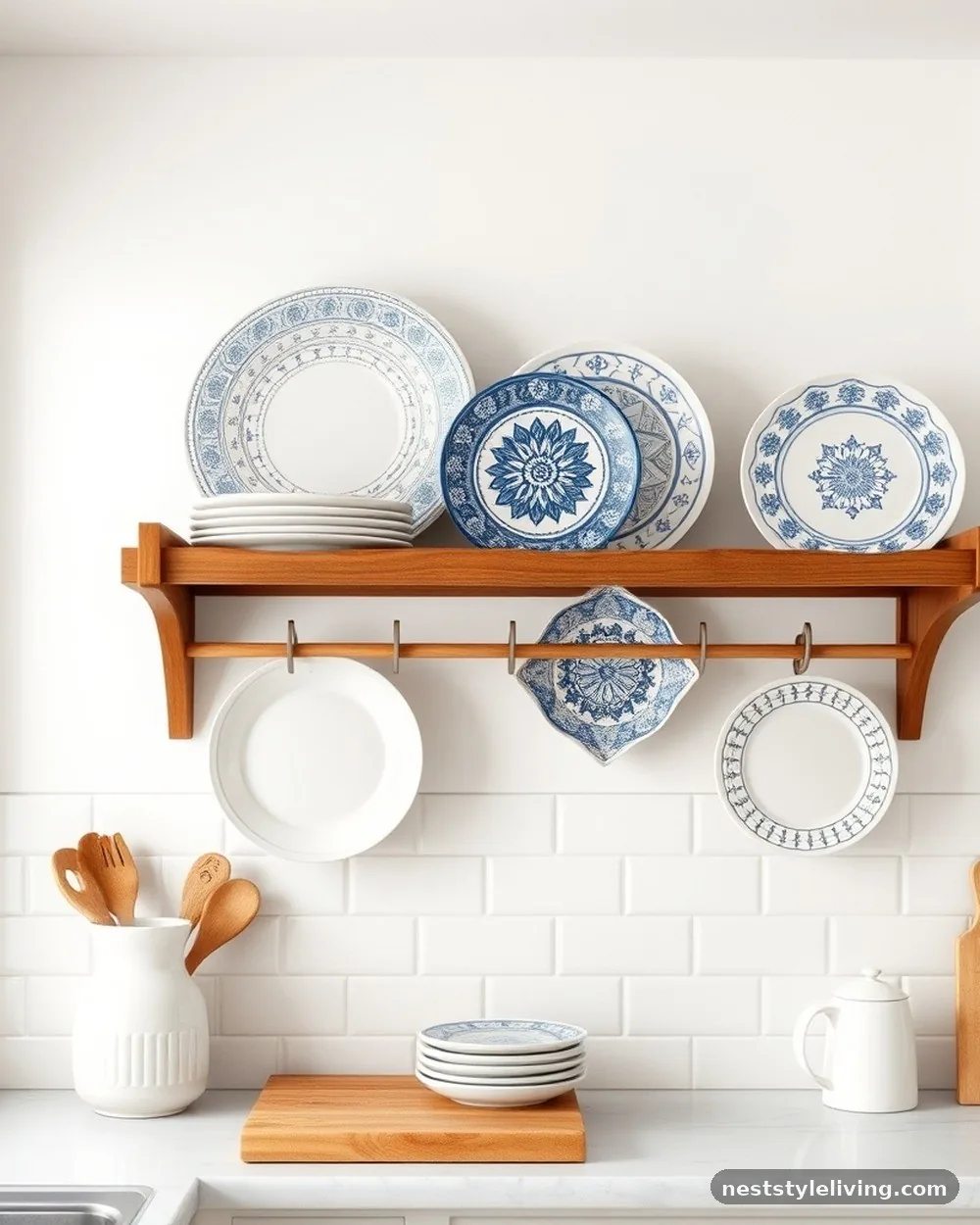 Decorative Plate Racks - 23 Farmhouse Cottage Kitchen Ideas for Timeless Charm
