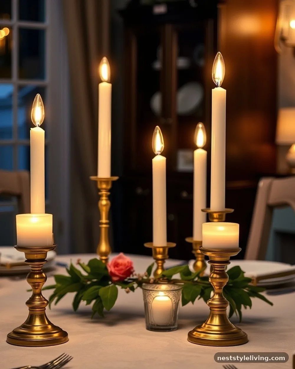 Battery-Operated Taper Candles - 20 Timeless Christmas Home Ideas for Cozy Holidays