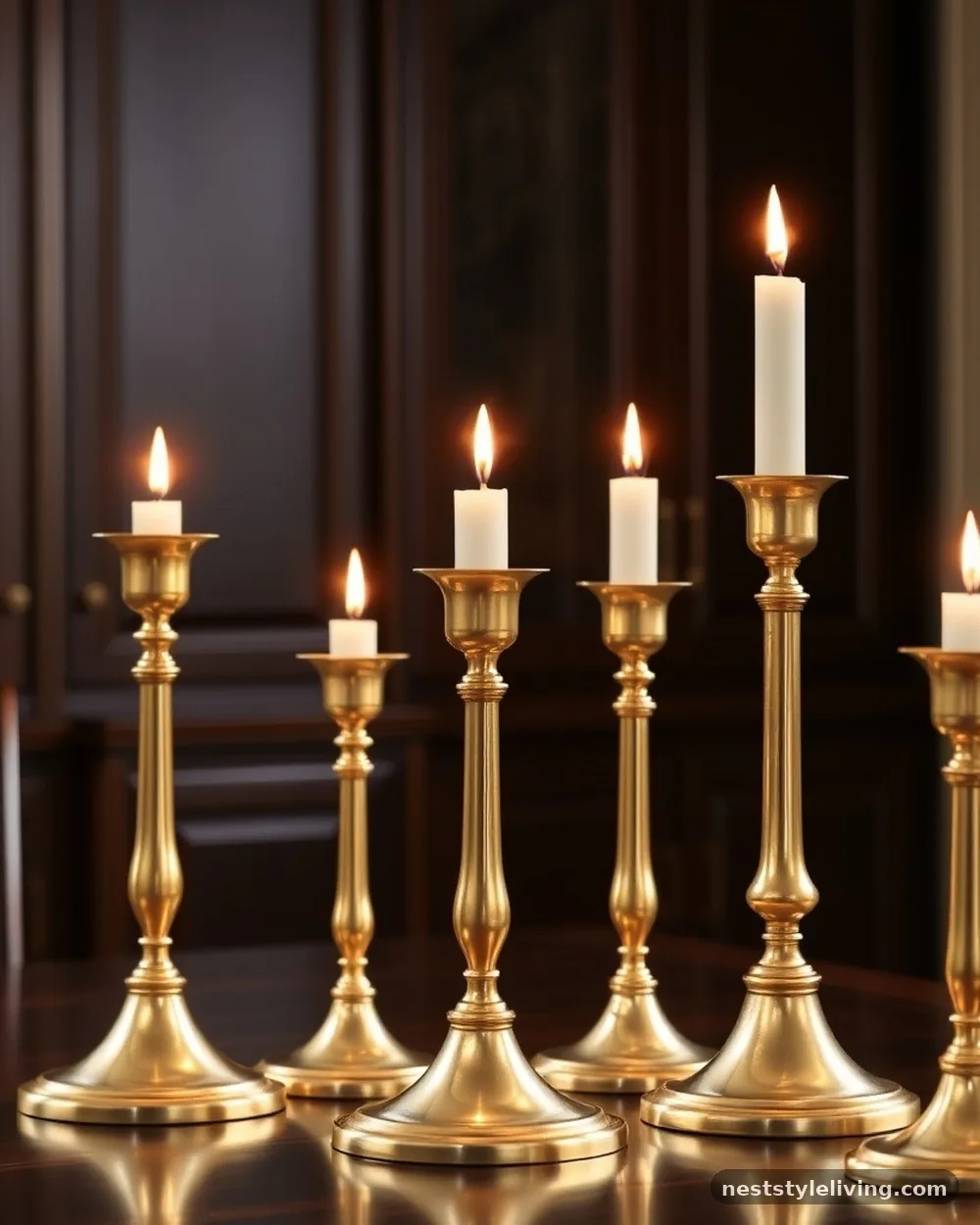 Brass Candlestick Clusters - 18 Ralph Lauren Inspired Christmas Ideas to Recreate