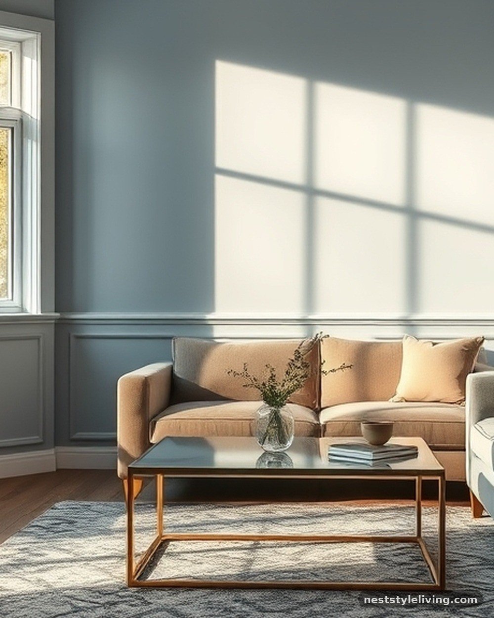 3. Dusty Blue and Antique Brass