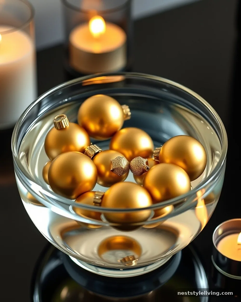 Floating Ornament Reflection Pool - 17 DIY Christmas Centerpieces for a Bougie Holiday