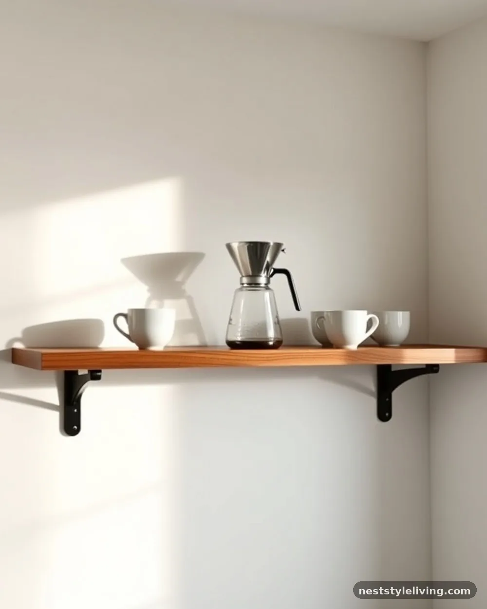 Floating Walnut Ledge - 21 Coffee Bar at Home Ideas for a Stylish Cozy Space