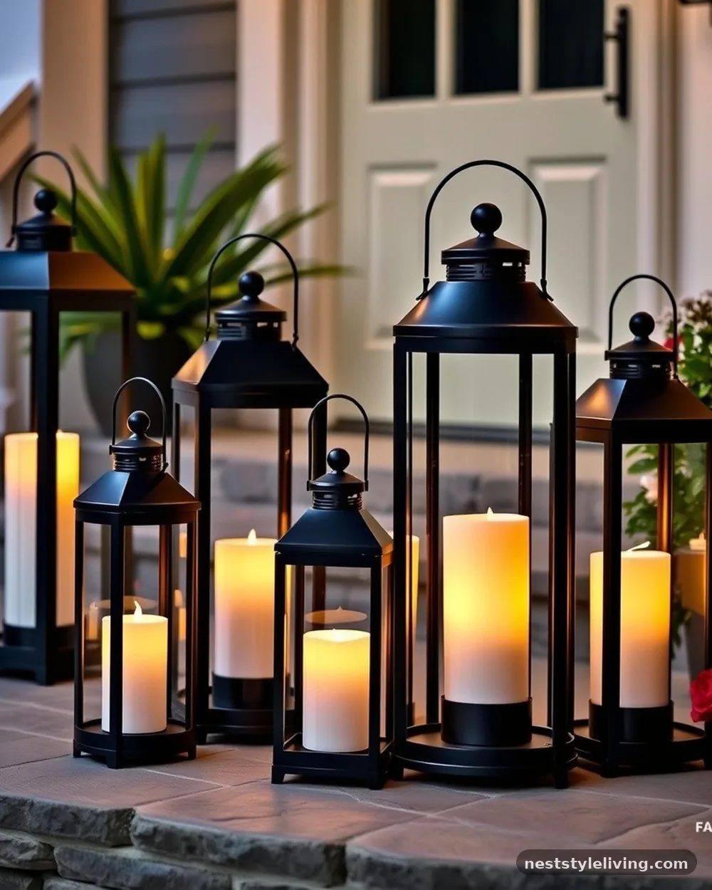 Galvanized Steel Lantern Clusters - 20 Outdoor Christmas Decorations to Brighten Your Yard