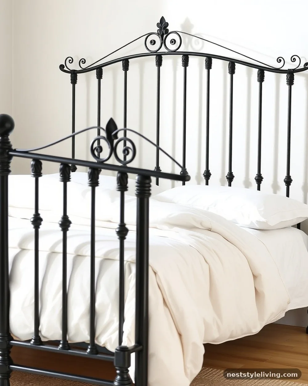 Iron Bed Frame with Spindles - 14 Cozy Farmhouse Bedroom Ideas You'll Want to Copy
