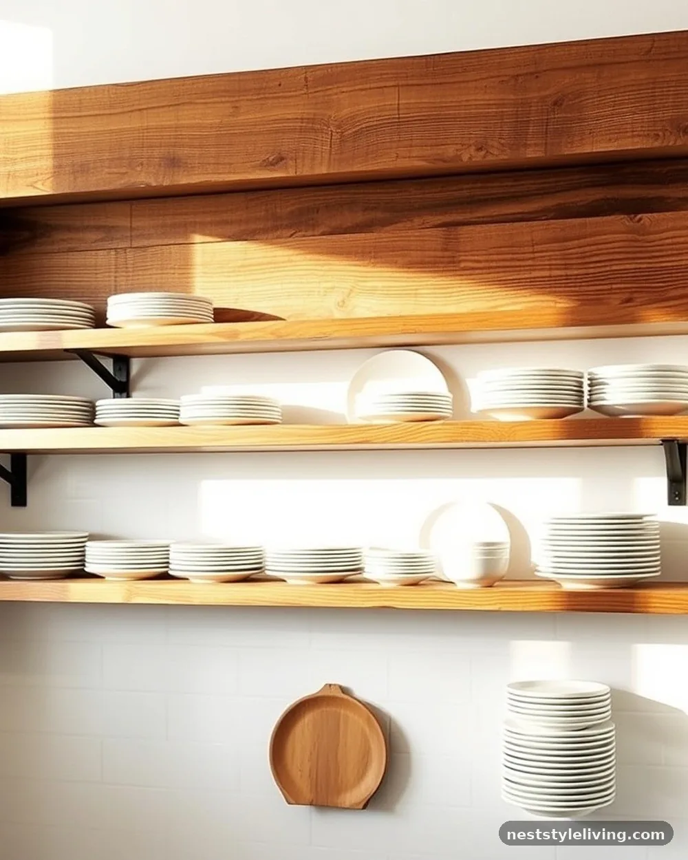 Open Timber Shelving - 14 Cottage Kitchen Ideas for a Timeless Cozy Look