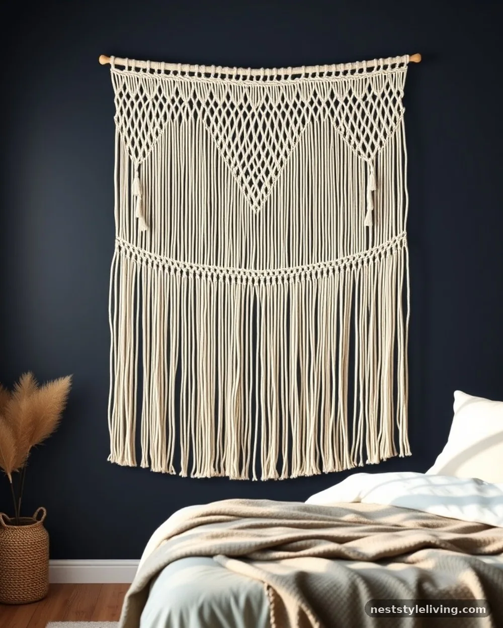 Oversized Macramé Wall Tapestries - 15 Dark Boho Bedroom Ideas That Feel Moody and Magical