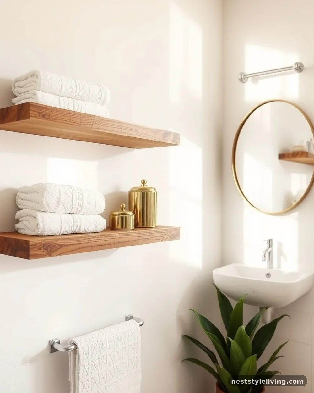 Reclaimed Wood Floating Shelves - 20 Boho Bathroom Ideas for a Soft Relaxed Retreat