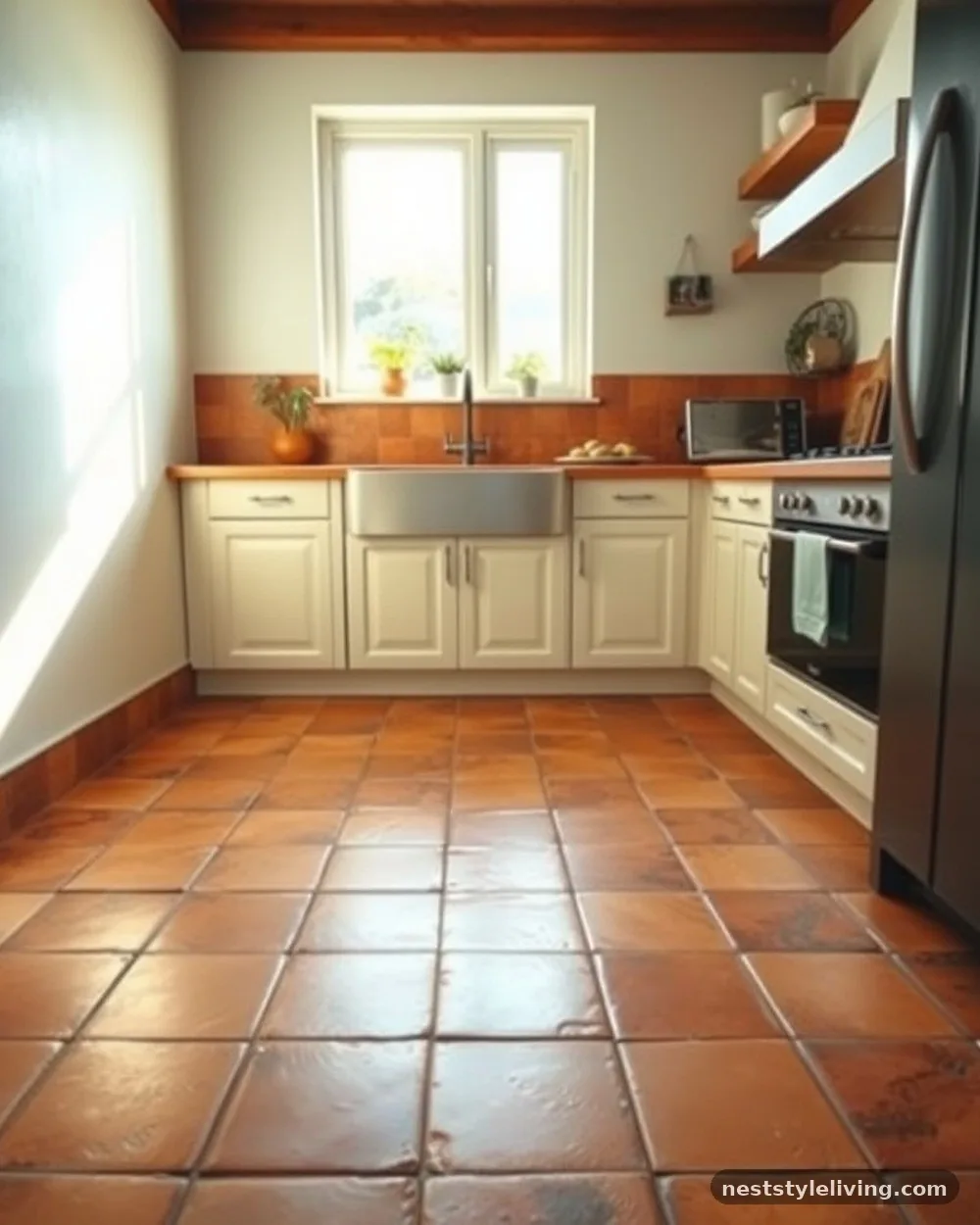 Terracotta Floor Tiles - 15 Warm Neutral Kitchen Ideas for a Cozy Stylish Look
