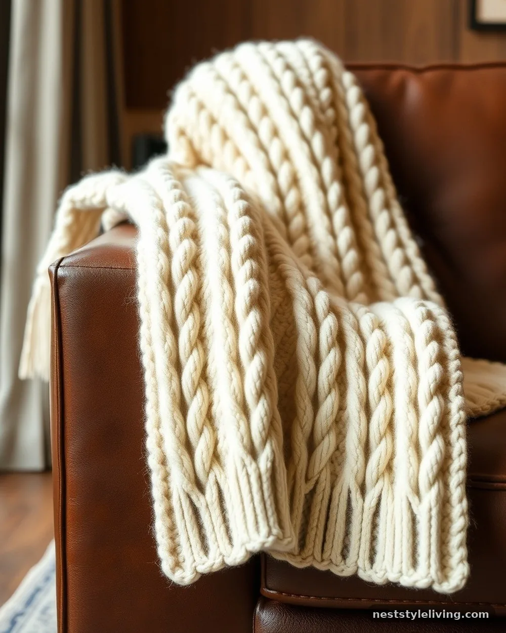 Chunky Knit Wool Throws - 20 Timeless Christmas Home Ideas for Cozy Holidays