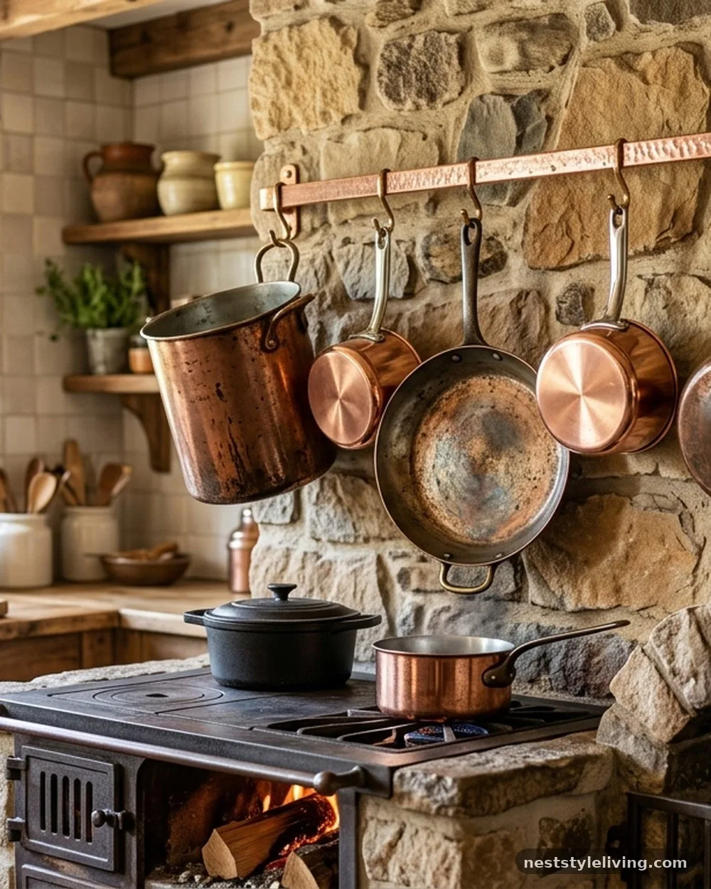 Copper Pot Rail Systems - 16 Boho Kitchen Ideas That Feel Collected and Beautiful
