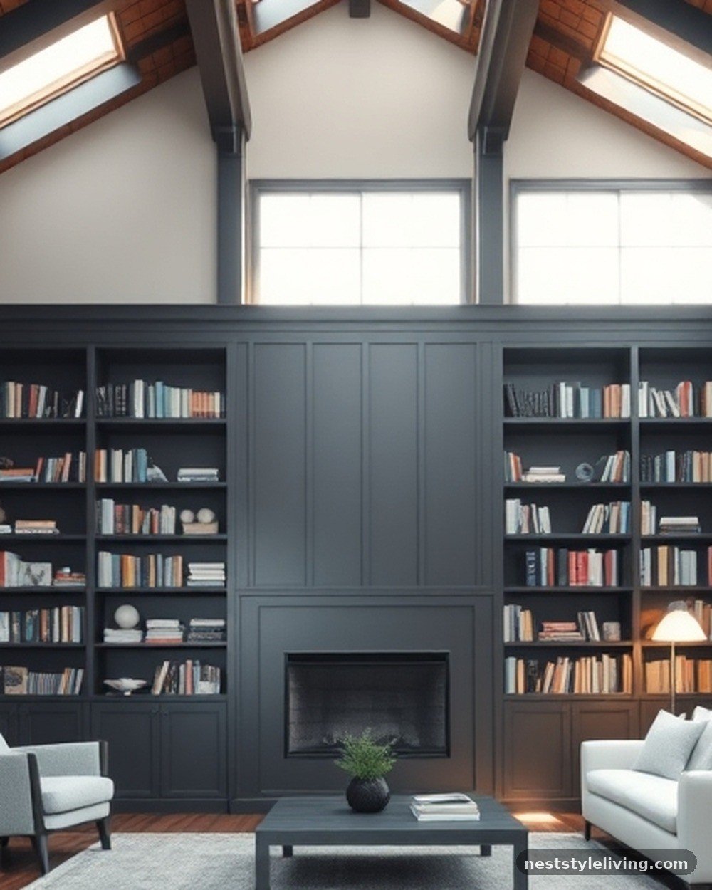 4. Custom Floor-to-Ceiling Library Walls
