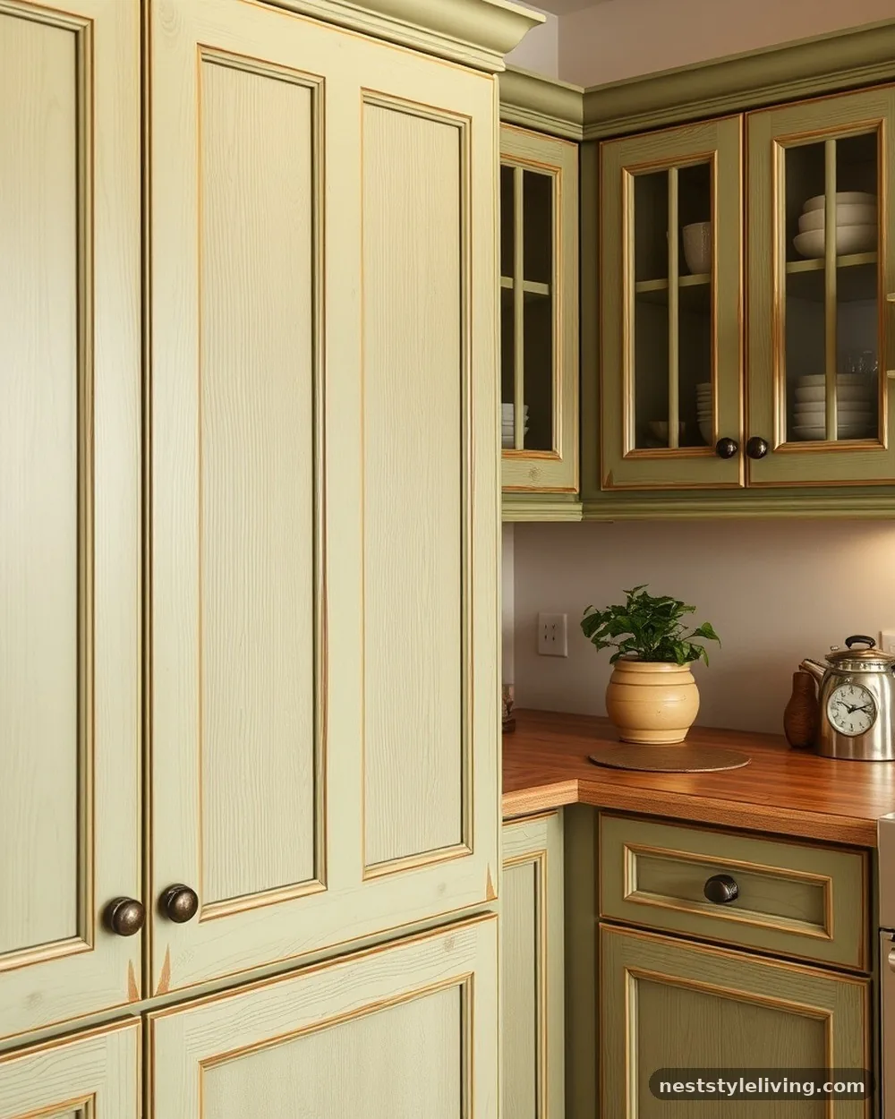 Distressed Painted Cabinetry - 14 Cottage Kitchen Ideas for a Timeless Cozy Look