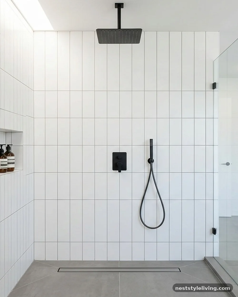 Floor-to-Ceiling Vertical Tile - 17 Guest Bathroom Design Ideas That Feel Luxurious at Home
