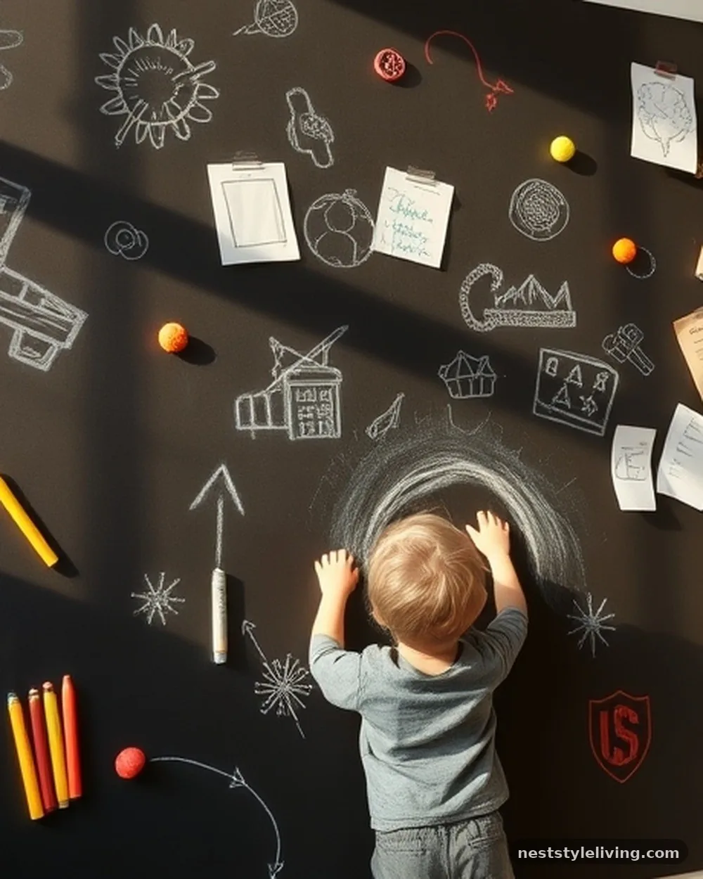 Magnetic Chalkboard Wall - 22 Cool Bedroom Ideas for Kids They'll Love