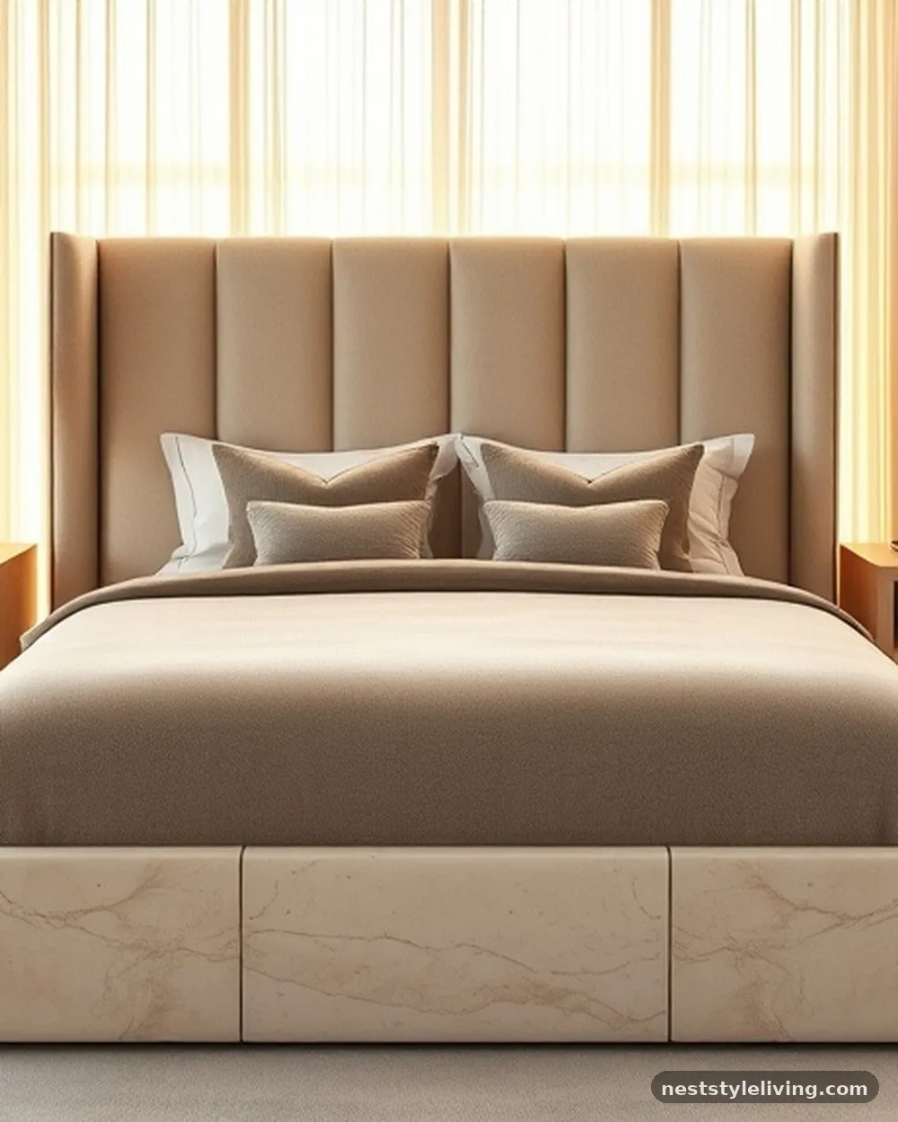 Matching Stone Nightstands - 15 Boutique Style Bedroom Ideas That Feel Luxe