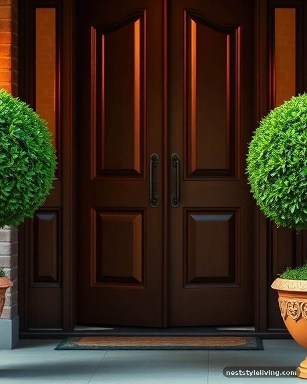 Matching Topiary Trees - 19 Christmas Front Porch Decor Ideas to Wow Guests