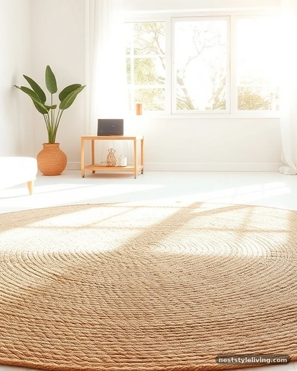 Natural Jute Area Rugs - 18 White Living Room Ideas That Feel Warm & Inviting