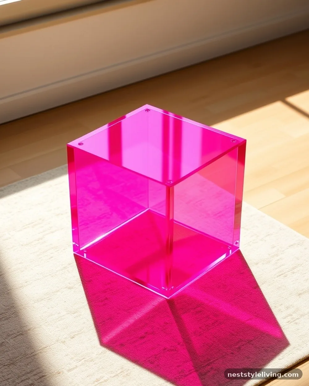 Neon Acrylic Side Tables - 16 Colorful Apartment Decor Ideas That Feel Fun