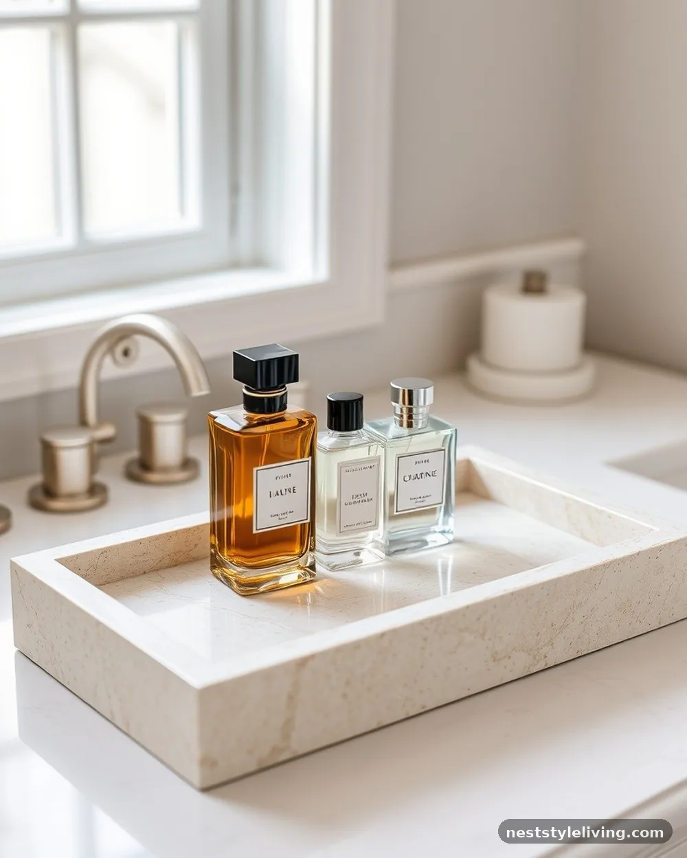 Travertine Stone Trays - 18 Bathroom Counter Decor Ideas for an Instant Glow-Up