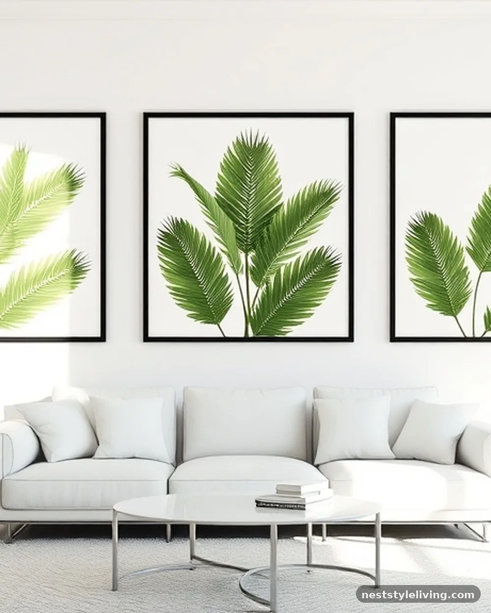 Triptych of Large-Scale Botanical Prints - 15 Living Room Wall Art Ideas That Look Expensive