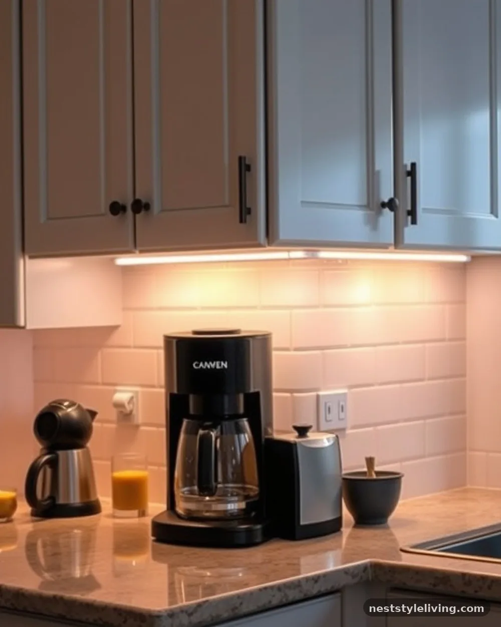 Under-Cabinet Lighting Strips - 21 Coffee Bar at Home Ideas for a Stylish Cozy Space