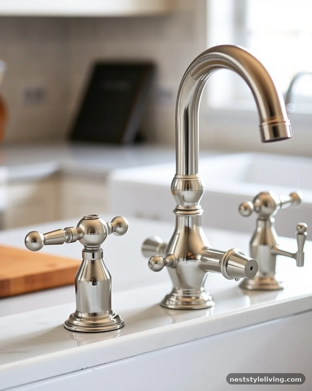 Vintage-Inspired Bridge Faucets - 23 Farmhouse Cottage Kitchen Ideas for Timeless Charm