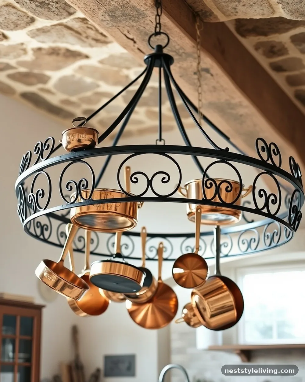 Wrought Iron Pot Racks - 16 Italian Tuscan Kitchen Ideas Full of Timeless Charm