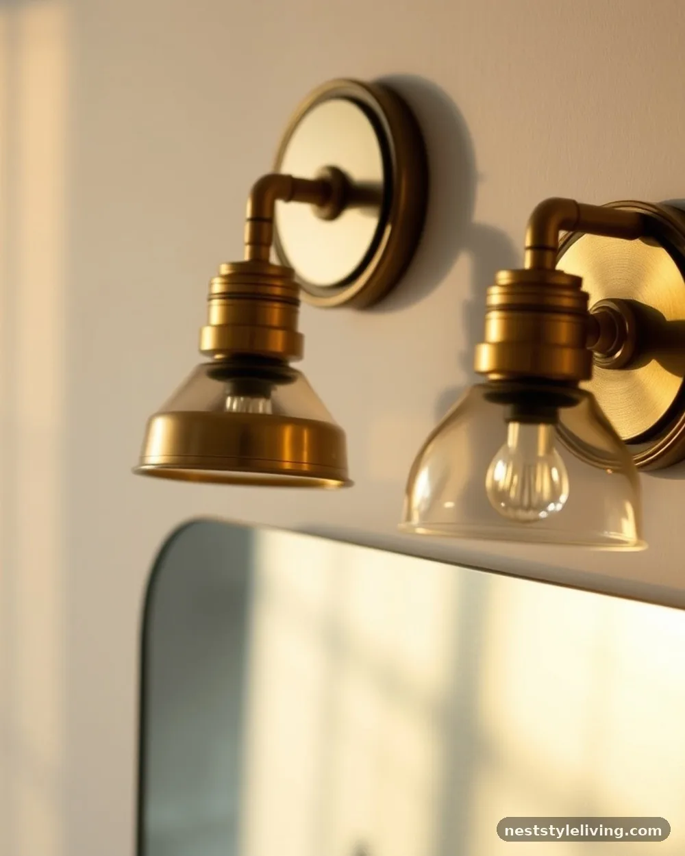 Brass Industrial Sconces - 23 Half Bathroom Design Ideas That Make a Big Impact