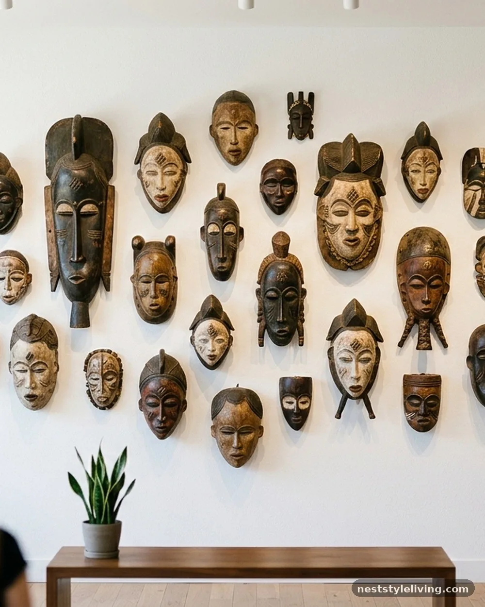 Carved Wooden Masks - 19 Afro Boho Living Room Ideas Full of Warmth and Style