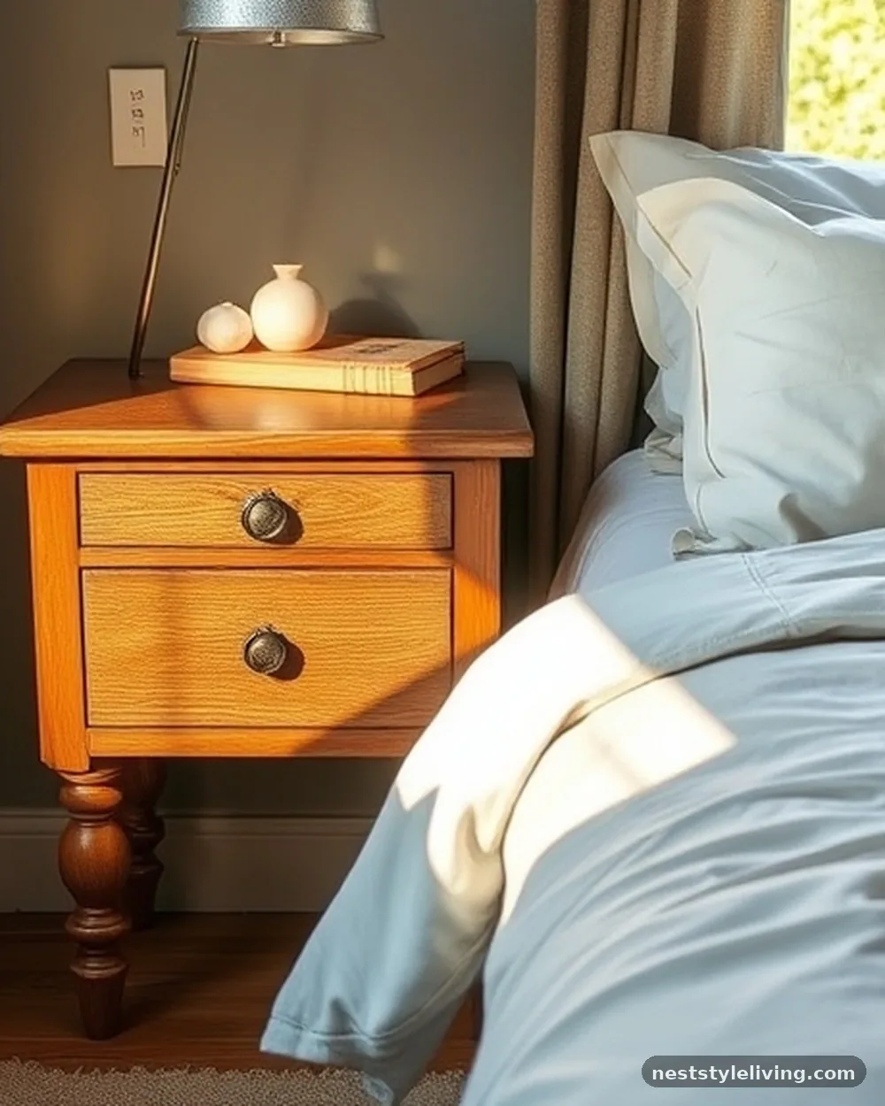 Distressed Wood Nightstands - 16 Nancy Meyers Inspired Bedroom Ideas to Copy