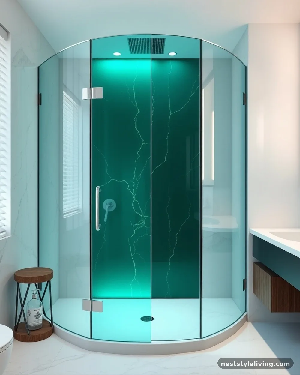 Emerald Green Glass Shower Screen - 22 Green Bathroom Ideas for a Fresh, Serene Space