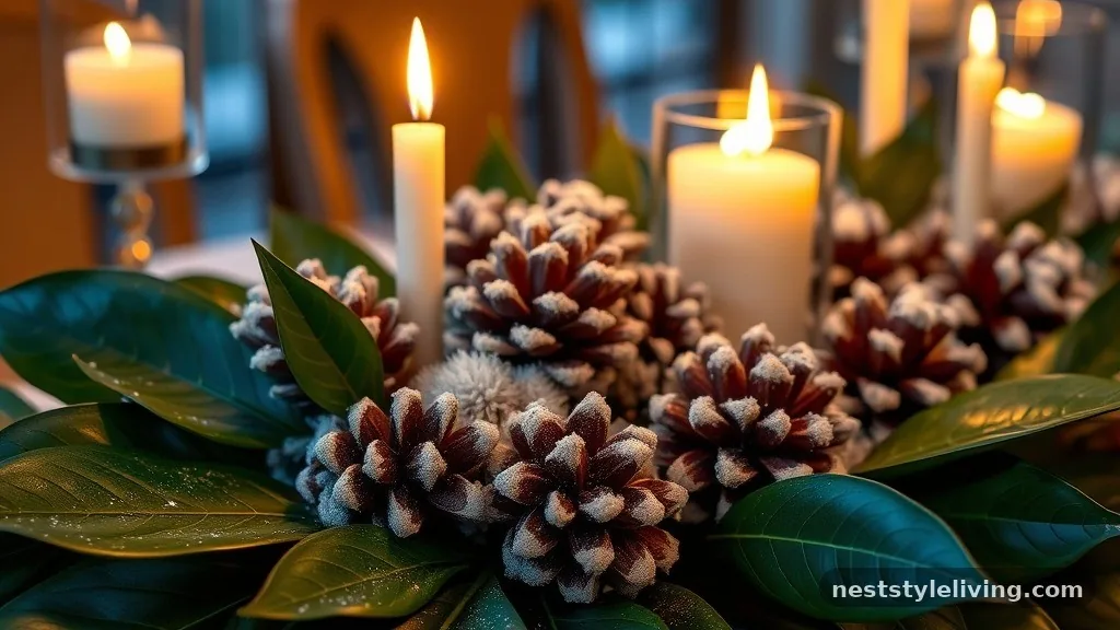 Frosted Pinecones and Magnolia Leaves - 18 Winter Floral Arrangements for a Magical Home