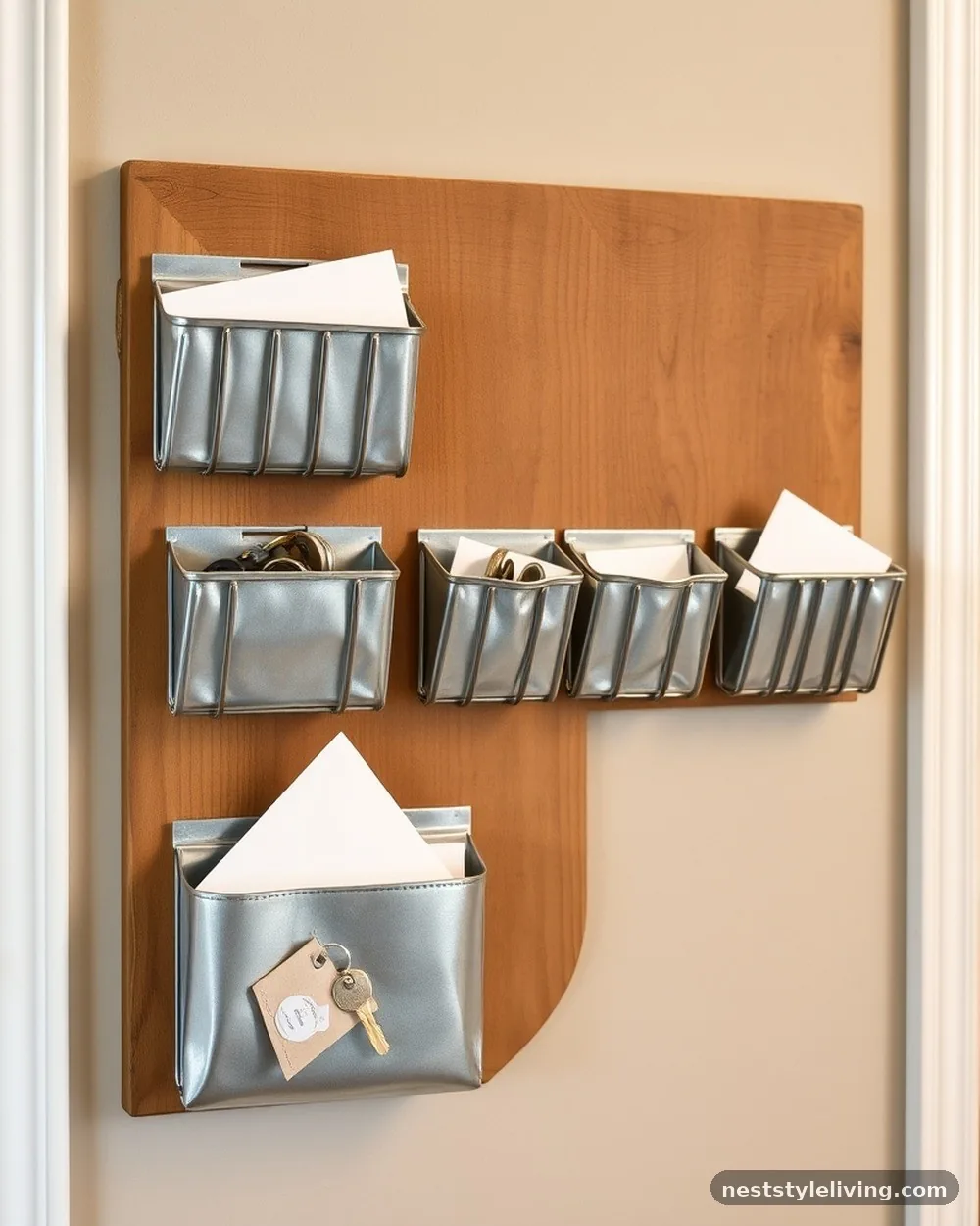 Galvanized Metal Wall Pockets - 17 Farmhouse Entryway Ideas That Welcome Guests in Style