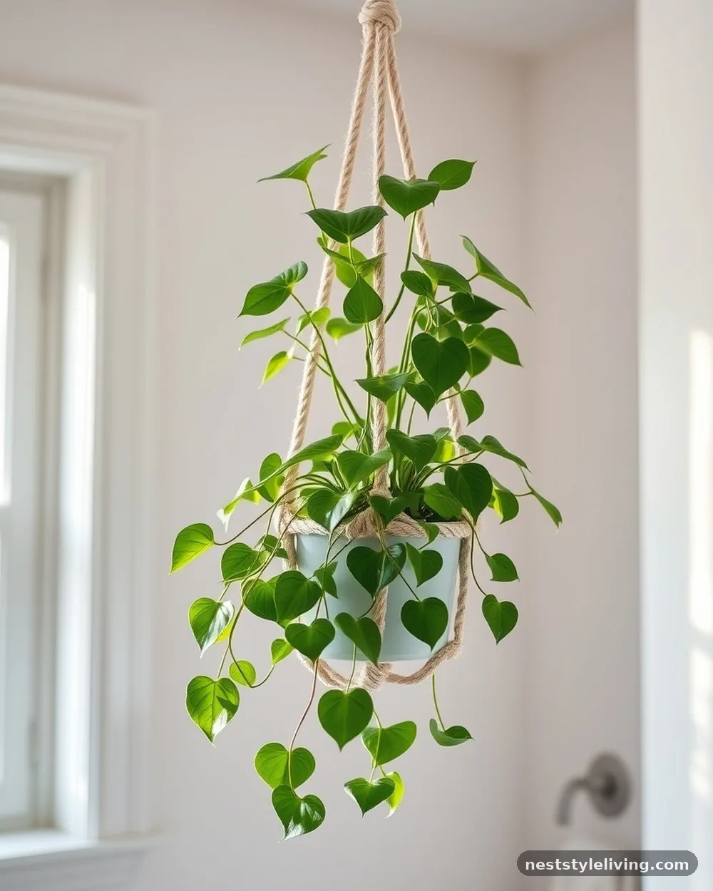 Hanging Macramé Plant Holders - 20 Boho Bathroom Ideas for a Soft Relaxed Retreat